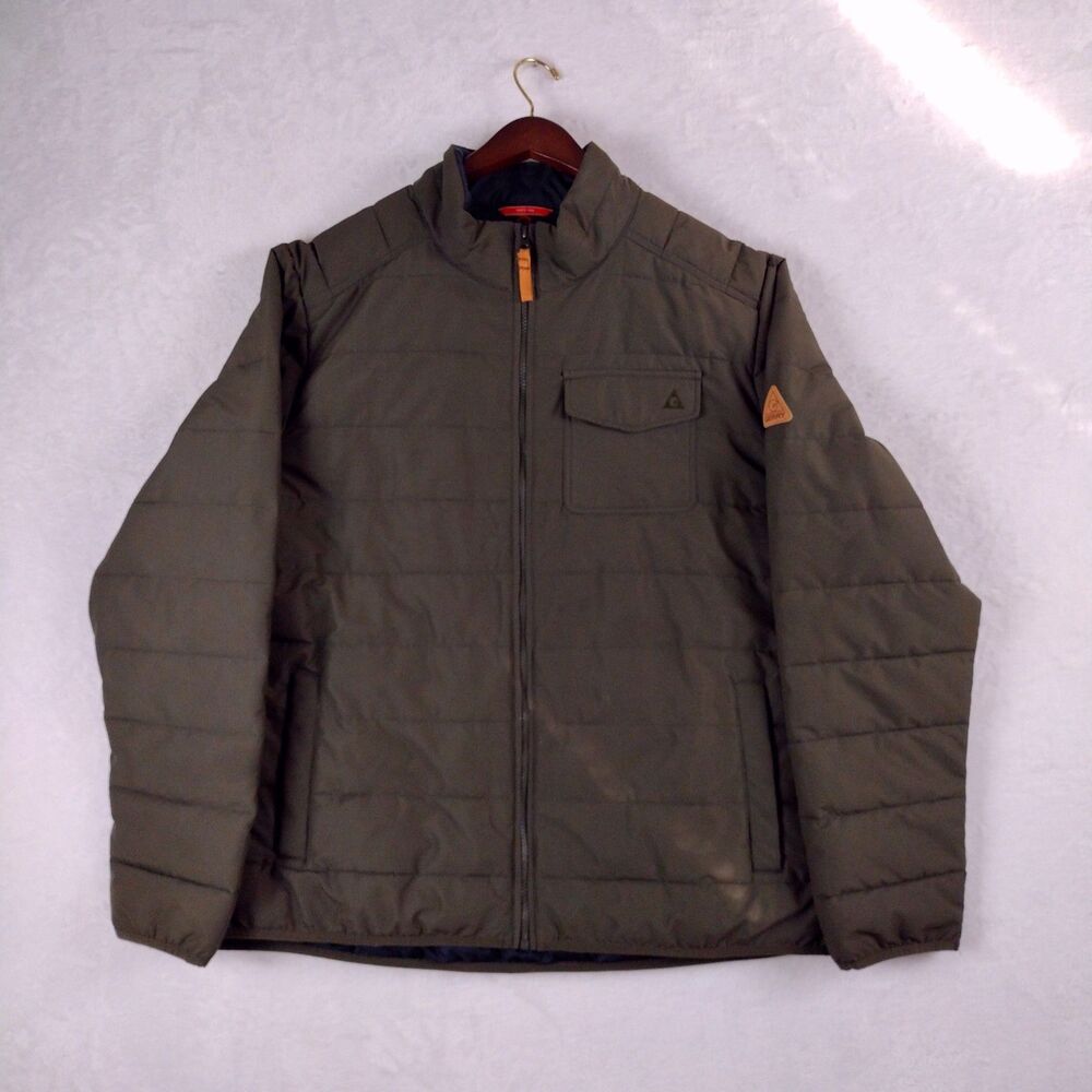 Gerry Mens Olive‎ Green Quilted Puffer Jacket Full Zip Size XXL Outdoor Coat